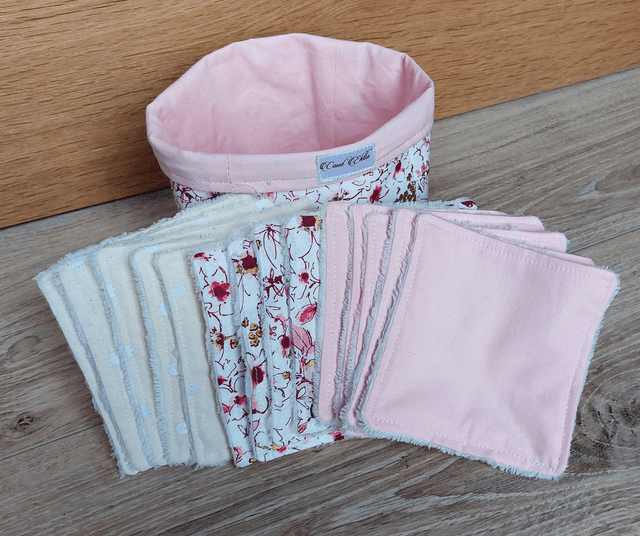 Lingettes lavables avec panier
